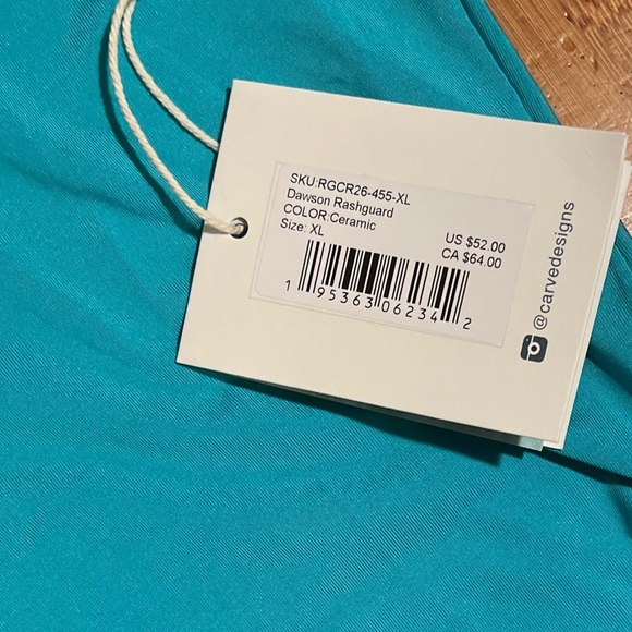 NWT Carve Designs Dawson Rashguard Top in Julep / Aqua Blue Size XL - Picture 6 of 15